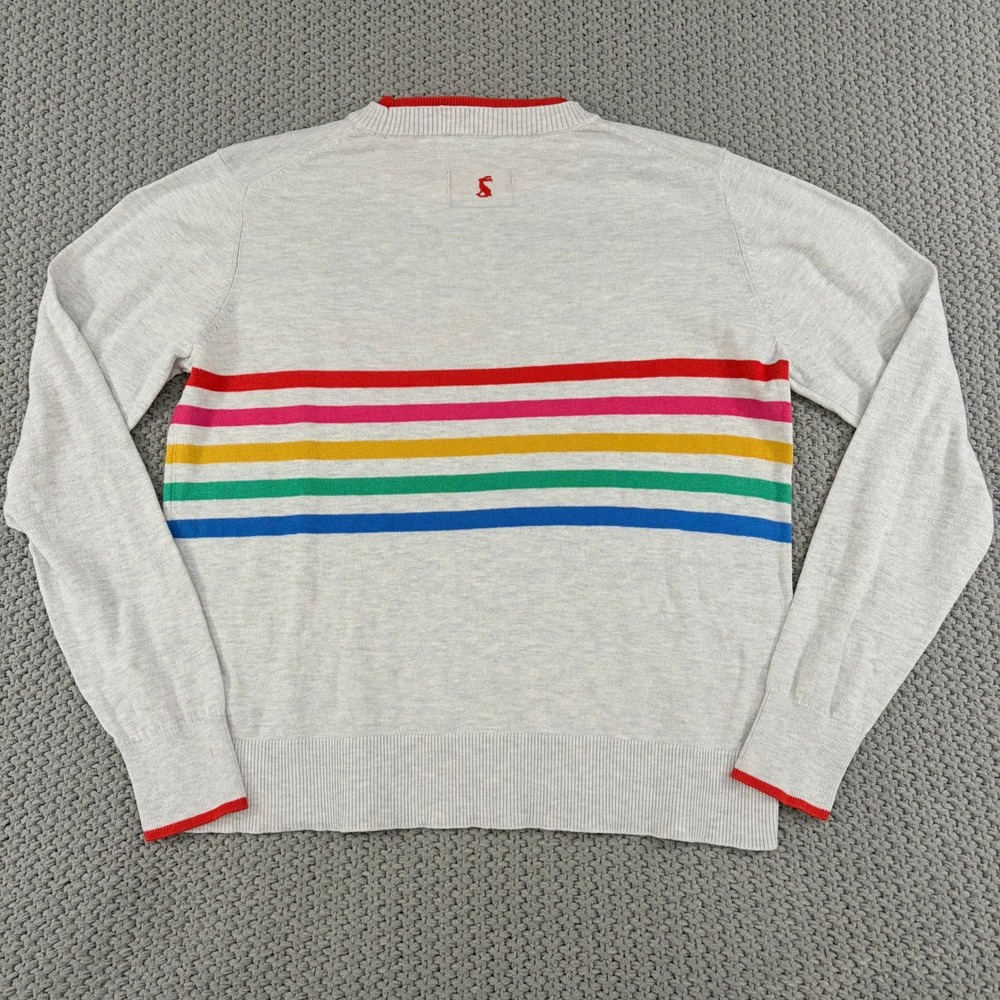 Joules Gray Rainbow Stripe Dachshund Dog Long Sleeve Sweater Womens 8 - Picture 3 of 6
